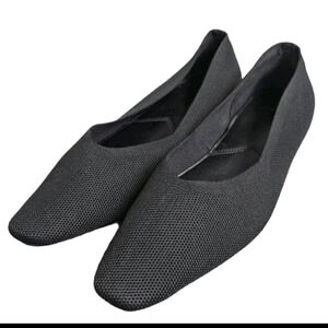 H by Halston Black Broadway knit pointed toe low block flats 9M